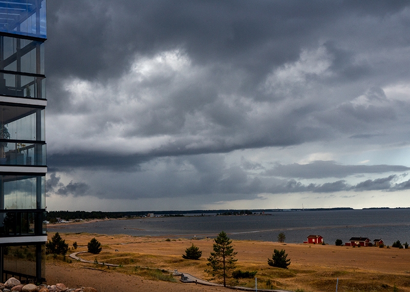 dark clouds over the beach at Kalajoki, Finland